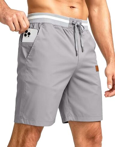 Tansozer Men's Casual Shorts Cotton Summer Beach Lightweight Elastic Waist Shorts Drawstring Twill Chino Golf Dress Shorts in Saudi Arabia