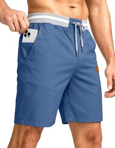 Tansozer Men's Casual Shorts Cotton Summer Beach Lightweight Elastic Waist Shorts Drawstring Twill Chino Golf Dress Shorts in Saudi Arabia