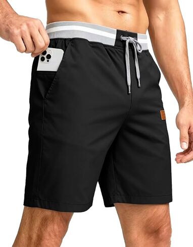 Tansozer Men's Casual Shorts Cotton Summer Beach Lightweight Elastic Waist Shorts Drawstring Twill Chino Golf Dress Shorts in Saudi Arabia
