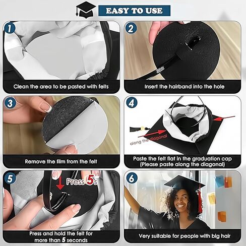 2 Pack Graduation Cap Headband, Grad Cap Insert with EVA Foam Sticker, Secure Your Graduation Hairstyle, Essential Hat Accessory for Graduates, Students, Girls (round, 1 Count (Pack of 2)) in Saudi Arabia