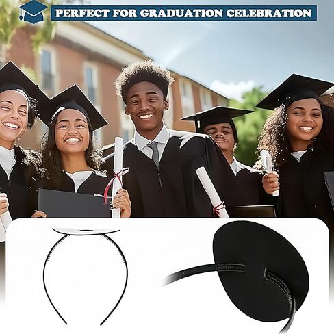 2 Pack Graduation Cap Headband, Grad Cap Insert with EVA Foam Sticker, Secure Your Graduation Hairstyle, Essential Hat Accessory for Graduates, Students, Girls (round, 1 Count (Pack of 2)) in Saudi Arabia