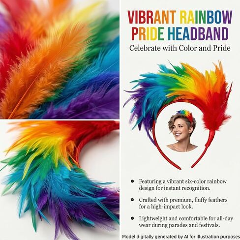 4 Pcs Feather Headband for Women, Feather Fascinator Headband, Pride Month Rainbow Accessories, Speacil Gifts for Family and Friends. in Saudi Arabia