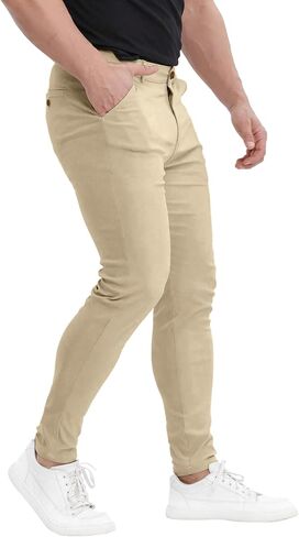 PLEPAN Men's Slim Fit Stretch Dress Pants Skinny Tapered Slacks Chino Trousers with Expandable Waist in Saudi Arabia