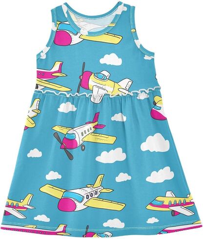 Aflyko Girls Sleeveless Dress Adorable Tank Play Sundress in Saudi Arabia