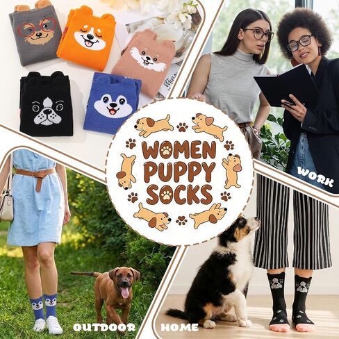 5 Pairs Cute Socks for Women, Funny Animals Socks, Novelty Fun Crew Socks Gifts for Animal Lovers in Kuwait