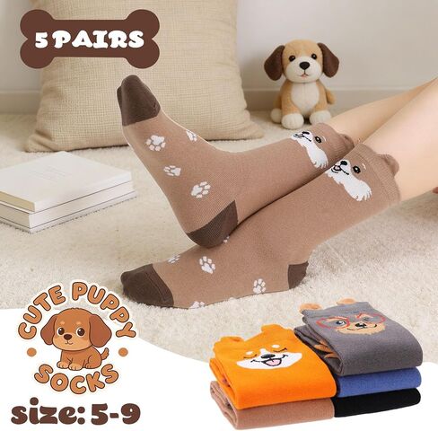 5 Pairs Cute Socks for Women, Funny Animals Socks, Novelty Fun Crew Socks Gifts for Animal Lovers in Kuwait