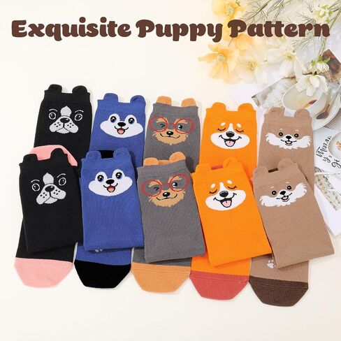 5 Pairs Cute Socks for Women, Funny Animals Socks, Novelty Fun Crew Socks Gifts for Animal Lovers in Kuwait
