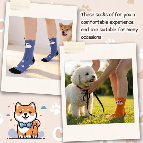 5 Pairs Cute Socks for Women, Funny Animals Socks, Novelty Fun Crew Socks Gifts for Animal Lovers in Kuwait