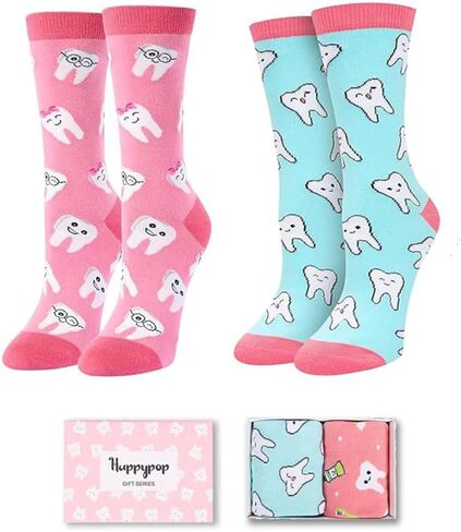 HAPPYPOP Dental Gifts Socks for Women - Dental Assistant Gifts Hygiene Hygienist Dentist Graduation Tooth Teeth Gift Socks in Kuwait