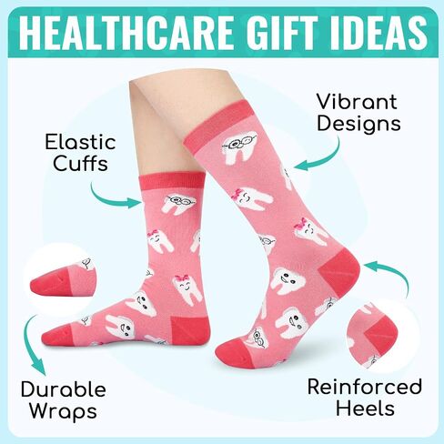 HAPPYPOP Dental Gifts Socks for Women - Dental Assistant Gifts Hygiene Hygienist Dentist Graduation Tooth Teeth Gift Socks in Kuwait