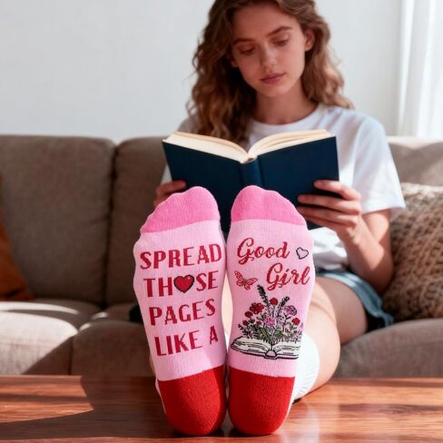 Smutty Socks for Reading Women - Funny Socks for Women Bookworms Nerd, Funny Book Lovers Gifts for Teen Girls,Spicy Dark Romance Merch for Adult, College Dorm Room Essentials for Girls in Saudi Arabia