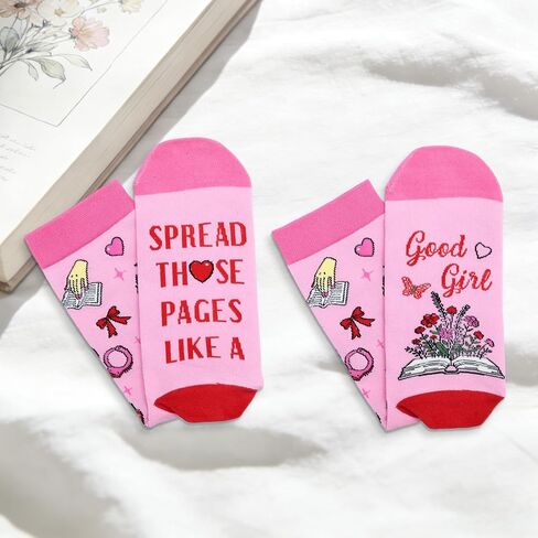 Smutty Socks for Reading Women - Funny Socks for Women Bookworms Nerd, Funny Book Lovers Gifts for Teen Girls,Spicy Dark Romance Merch for Adult, College Dorm Room Essentials for Girls in Saudi Arabia