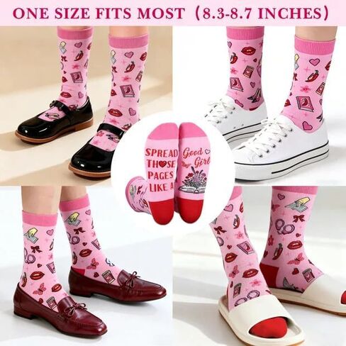 Smutty Socks for Reading Women - Funny Socks for Women Bookworms Nerd, Funny Book Lovers Gifts for Teen Girls,Spicy Dark Romance Merch for Adult, College Dorm Room Essentials for Girls in Saudi Arabia