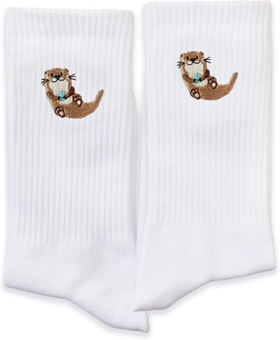 Ocean Embroidered Socks Collection – Cute Sea Animal & Seashell Designs, Soft Cotton Crew Socks for Women & Teens in Saudi Arabia
