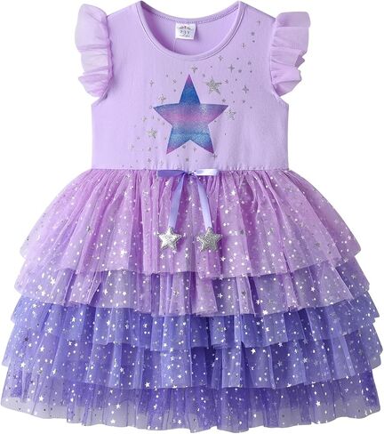 Girls Summer Tulle Party Dress - Gradient Tutu Dress with Sparkly Skirt, Gifts for Birthday & Holiday in Kuwait