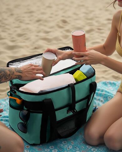 Large Beach Tote Bag with Insulated Cooler Compartment– Spacious Mesh Beach Bag for Pool, Swim & Travel, Wet/Dry Separate Compartments in Saudi Arabia