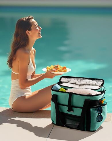 Large Beach Tote Bag with Insulated Cooler Compartment– Spacious Mesh Beach Bag for Pool, Swim & Travel, Wet/Dry Separate Compartments in Saudi Arabia