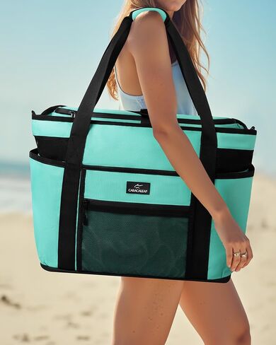 Large Beach Tote Bag with Insulated Cooler Compartment– Spacious Mesh Beach Bag for Pool, Swim & Travel, Wet/Dry Separate Compartments in Saudi Arabia