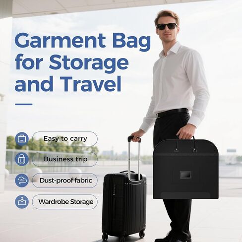 Garment Bag for Closet Storage and Travel 43-Inch Waterproof Dustproof Suit Luggage Bag Unisex Clothes Bag Durable 600D Oxford Fabric 2-in-1 Hanging Suit case Coat Bag for Man, Woman in Saudi Arabia