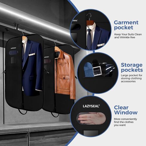 Garment Bag for Closet Storage and Travel 43-Inch Waterproof Dustproof Suit Luggage Bag Unisex Clothes Bag Durable 600D Oxford Fabric 2-in-1 Hanging Suit case Coat Bag for Man, Woman in Saudi Arabia