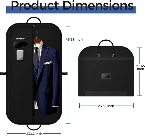 Garment Bag for Closet Storage and Travel 43-Inch Waterproof Dustproof Suit Luggage Bag Unisex Clothes Bag Durable 600D Oxford Fabric 2-in-1 Hanging Suit case Coat Bag for Man, Woman in Saudi Arabia