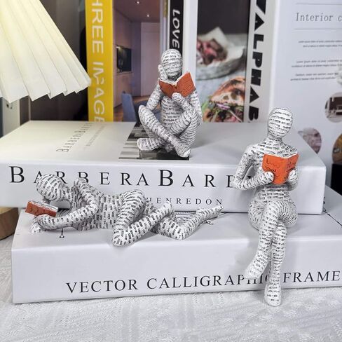 Modern Abstract Reading Sculpture Small Resin Statue for Bookshelf Desk Decor, Unique Home Accent for Living Room Office Coffee Table Boho Shelf Decoration Gift-B in Kuwait