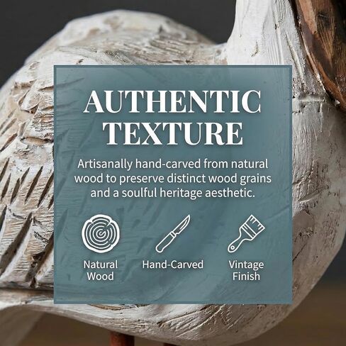 Nautical Pelican Statue - Handcrafted Wooden Bird Figurine for Coastal Home & Bathroom Decor, Vintage Beach Theme Art Sculpture, Rustic Outdoor Garden Decorations, Wood Carving Fish Statue in Saudi Arabia