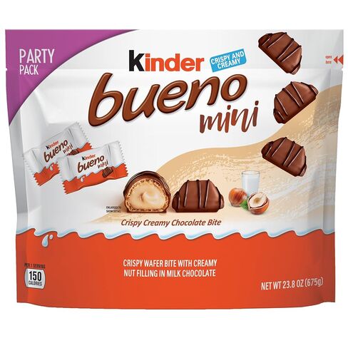 Kinder Bueno Mini, 125 Count Party Pack, Milk Chocolate and Hazelnut Cream, Individually Wrapped Chocolate Bars, 23.8 oz in Saudi Arabia