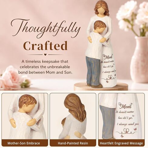 Mom Birthday Gifts from Son, 6.5" Hand-Painted Mother and Son Figurine Statue, Boy Mom Gifts, Mother of the Groom Gift, Mothers Day Christmas Birthday Gift from Son in Kuwait
