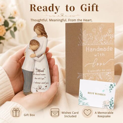 Mom Birthday Gifts from Son, 6.5" Hand-Painted Mother and Son Figurine Statue, Boy Mom Gifts, Mother of the Groom Gift, Mothers Day Christmas Birthday Gift from Son in Kuwait