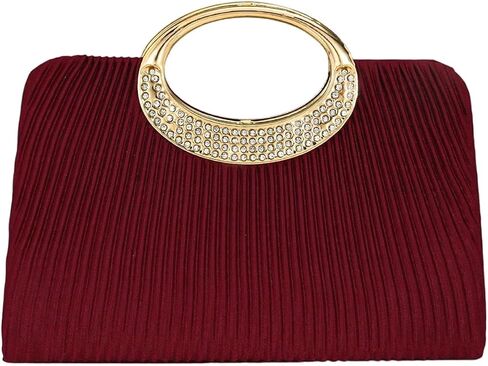 SweatyRocks Women's Pleated Clutch Purse Rhinestone Formal Evening Clutch Bags with Chain Strap in Kuwait