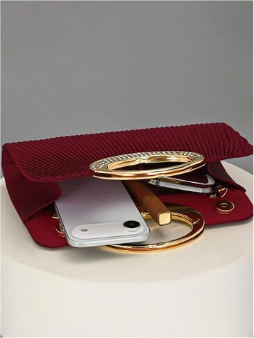 SweatyRocks Women's Pleated Clutch Purse Rhinestone Formal Evening Clutch Bags with Chain Strap in Kuwait