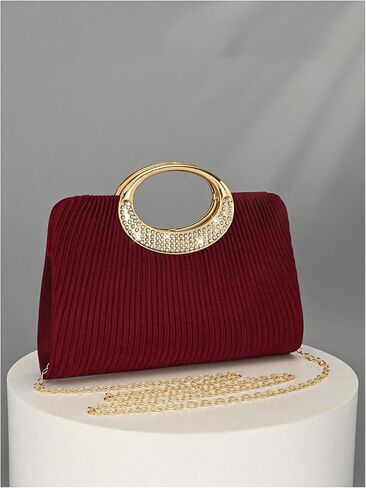 SweatyRocks Women's Pleated Clutch Purse Rhinestone Formal Evening Clutch Bags with Chain Strap in Kuwait