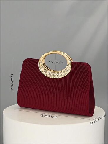 SweatyRocks Women's Pleated Clutch Purse Rhinestone Formal Evening Clutch Bags with Chain Strap in Kuwait