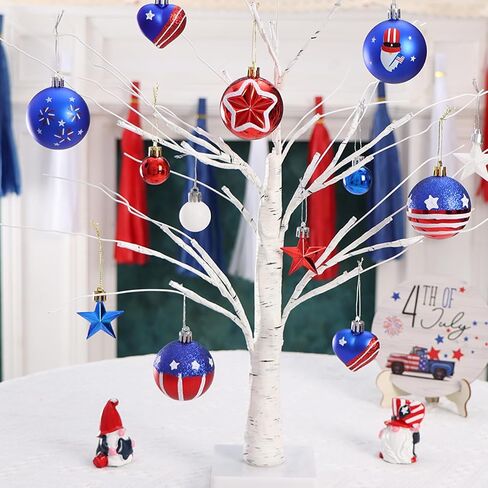 Memorial Day Decorations, 4th of July Decorations for Tree, 33PCS Red White and Blue Ornaments, Patriotic Decorations, Independence Day Decor, USA 250th Anniversary Decorations (Red White and Blue) in Saudi Arabia