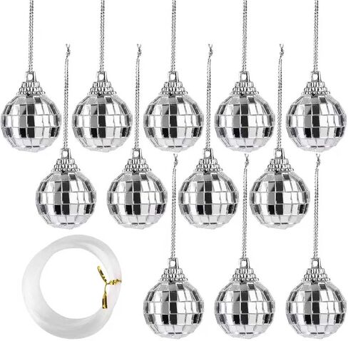 12PCS Mini Disco Balls,1.2" Silver Small Disco Balls Hanging for Party Decoration, Christmas Party Decorations Wedding Birthday Party Ornaments in Saudi Arabia