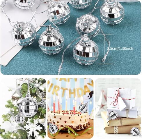 12PCS Mini Disco Balls,1.2" Silver Small Disco Balls Hanging for Party Decoration, Christmas Party Decorations Wedding Birthday Party Ornaments in Saudi Arabia