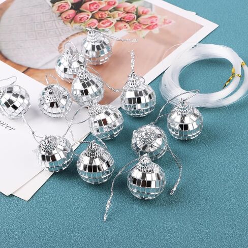 12PCS Mini Disco Balls,1.2" Silver Small Disco Balls Hanging for Party Decoration, Christmas Party Decorations Wedding Birthday Party Ornaments in Saudi Arabia