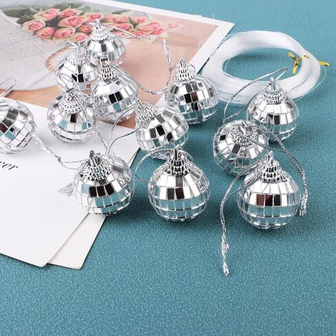 12PCS Mini Disco Balls,1.2" Silver Small Disco Balls Hanging for Party Decoration, Christmas Party Decorations Wedding Birthday Party Ornaments in Saudi Arabia