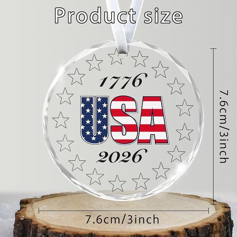 250 Anniversary USA Ornament 250th Anniversary Merchandise Commemorative American Independence Glass Pendant 1776-2026 for Veterans Day Gift National Pride Collection Gift Box in Saudi Arabia