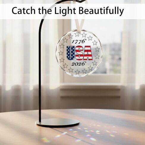 250 Anniversary USA Ornament 250th Anniversary Merchandise Commemorative American Independence Glass Pendant 1776-2026 for Veterans Day Gift National Pride Collection Gift Box in Saudi Arabia