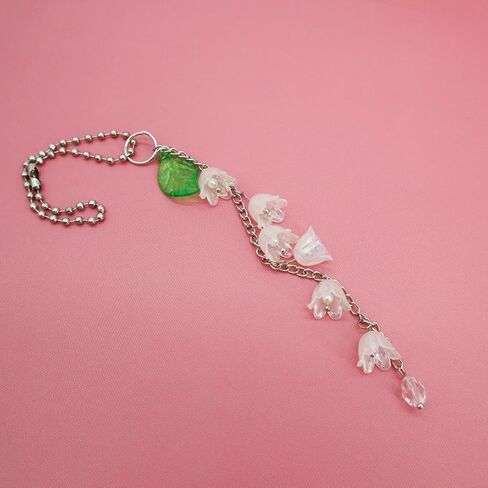 CASONA Flower Car Charm,Lily of the Valley Car Rearview Mirror Hanging Accessory,Rainbow Bellflower Acrylic Leaf Decor,Cute Ornament Gift for Women in Saudi Arabia