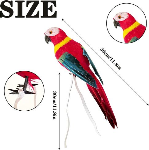 11.8" Pirate Parrot on Shoulder Foam Feather Parrot Macaw Birds for Decoration Costume Shoulder Ornament Modern Home Garden Party Decor (Red) in Saudi Arabia