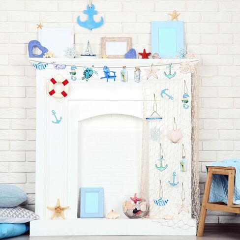 CCINEE 36pcs Summer Beach Wooden Hanging Ornaments, Ocean Theme Nautical Centerpieces for Classroom Office Coastal Navigation Party Tables Tree Decorations in Kuwait
