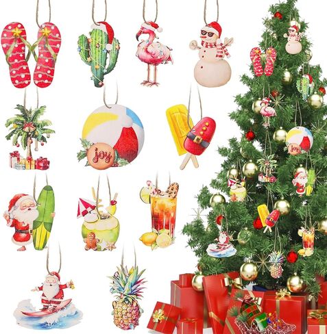 CCINEE 36pcs Summer Beach Wooden Hanging Ornaments, Ocean Theme Nautical Centerpieces for Classroom Office Coastal Navigation Party Tables Tree Decorations in Kuwait