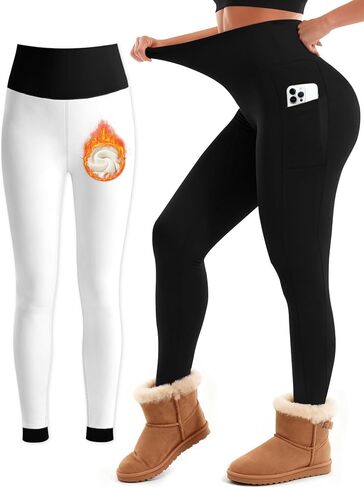 Laite Hebe Fleece Lined Leggings Women - High Waisted Winter Yoga Pants Tummy Control Soft Thermal Warm for Hiking Workout in Saudi Arabia