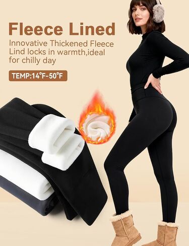 Laite Hebe Fleece Lined Leggings Women - High Waisted Winter Yoga Pants Tummy Control Soft Thermal Warm for Hiking Workout in Saudi Arabia