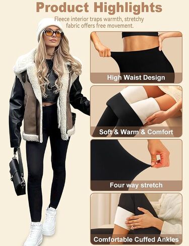 Laite Hebe Fleece Lined Leggings Women - High Waisted Winter Yoga Pants Tummy Control Soft Thermal Warm for Hiking Workout in Saudi Arabia