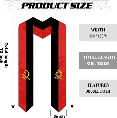 Angola Graduation Sash Stole International Study Abroad Unisex Angola Flag Graduation Scarf in Kuwait