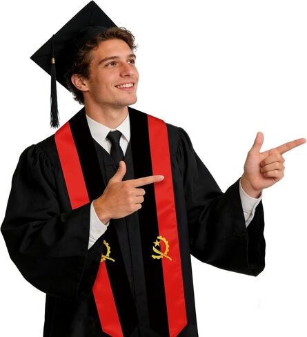 Angola Graduation Sash Stole International Study Abroad Unisex Angola Flag Graduation Scarf in Kuwait